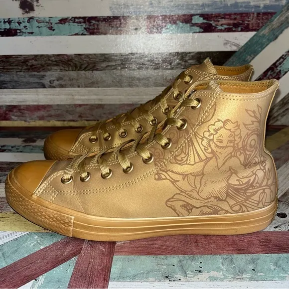 Chuck Taylor All Star Men’s Converse Hi Laser Baroque Sneakers Shoes Gold EUC 9