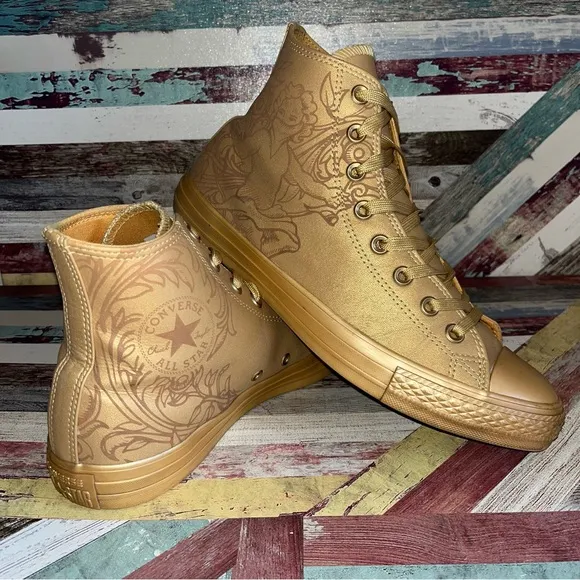 Chuck Taylor All Star Men’s Converse Hi Laser Baroque Sneakers Shoes Gold EUC 9