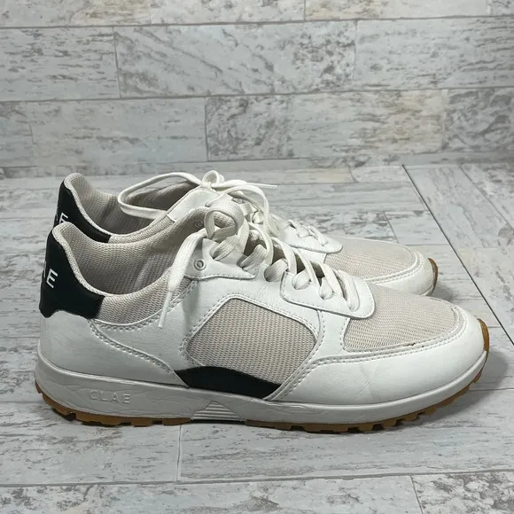 Clae Joshua Trainers Athletic Shoes Mens Size‎ 9 White Vegan Athleisure Lace Up