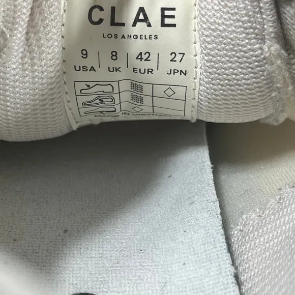 Clae Joshua Trainers Athletic Shoes Mens Size‎ 9 White Vegan Athleisure Lace Up