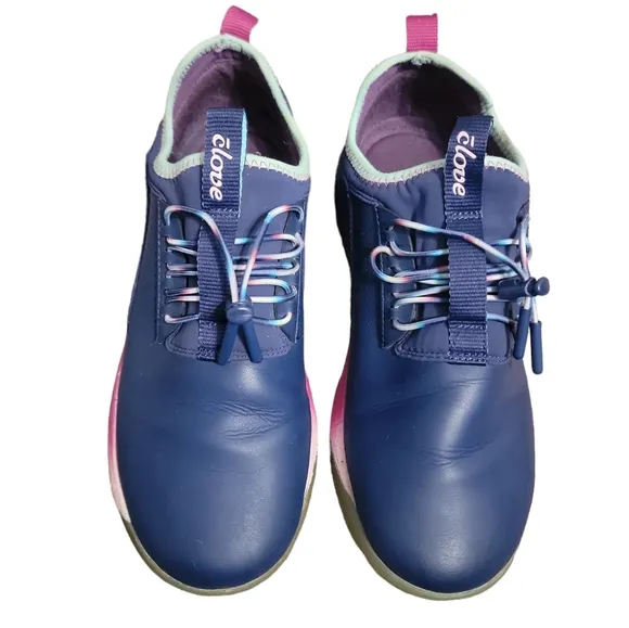 Clove Classic Shoes Sneakers Healthcare Nursing Leopard Artic Navy Size 8 women'