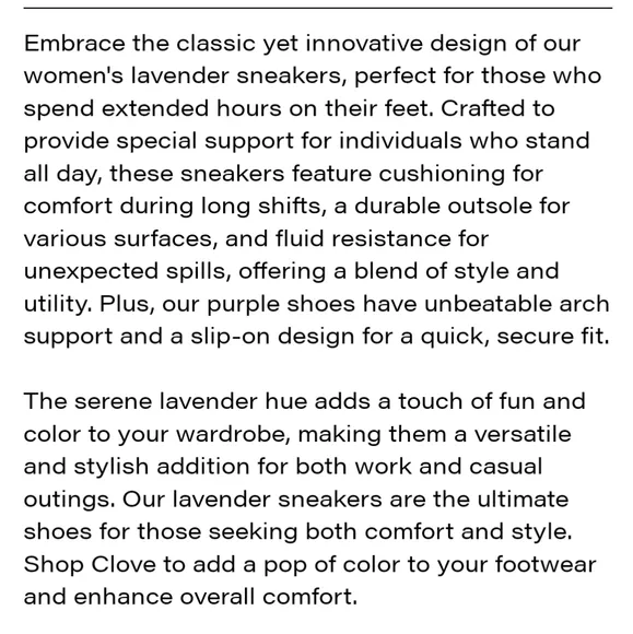 Clove Classic Sneaker Slip On Nursing Shoes Lavender Women's 9.5