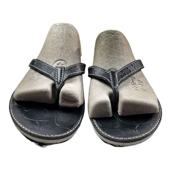 Coach Women's Signature C Debbie Leather Slide Flip Flop Sandals Black Size 9
