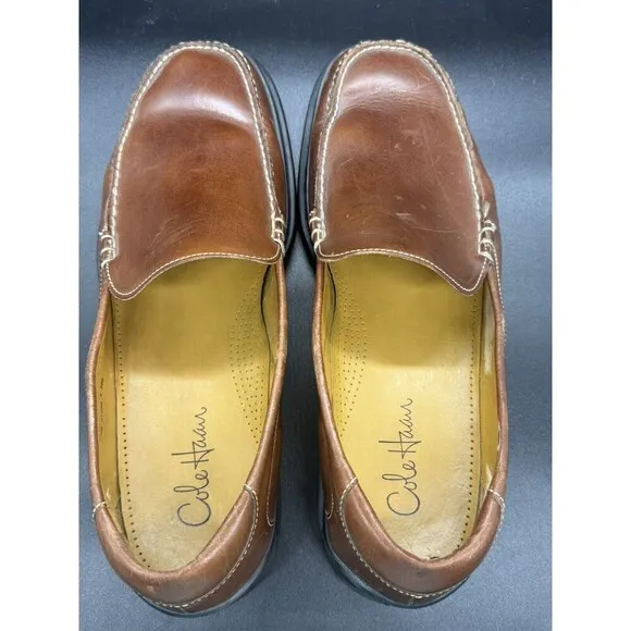COLE HAAN #07184 Brown Leather Slip-On PENNY LOAFER SHOES Mens Size 13M EUC
