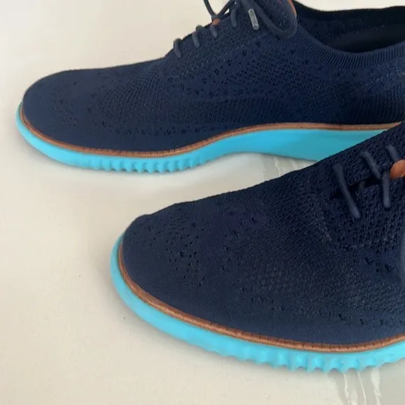 Cole Haan 2.ZeroGrand Stitchlite Blue Wingtip Oxford Shoes Mens Sz 8.5 C27902