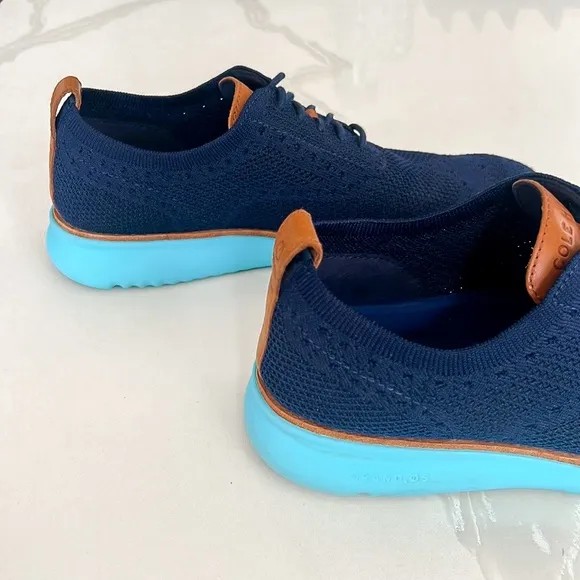 Cole Haan 2.ZeroGrand Stitchlite Blue Wingtip Oxford Shoes Mens Sz 8.5 C27902