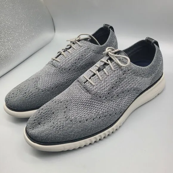Cole Haan 2.ZEROGRAND Stitchlite Wingtip Oxford Men's Gray Knit Size 11.5 New