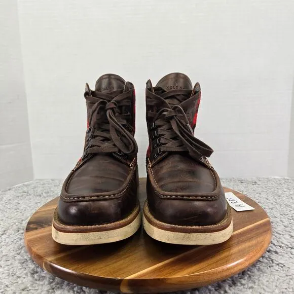 Cole Haan Grand Explore Waterproof Brown Leather Moc Toe Plaid Boots Mens 12 M