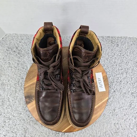 Cole Haan Grand Explore Waterproof Brown Leather Moc Toe Plaid Boots Mens 12 M