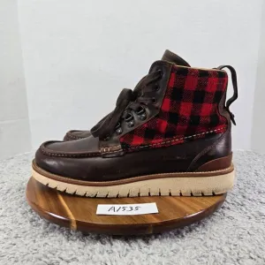 Cole Haan Grand Explore Waterproof Brown Leather Moc Toe Plaid Boots Mens 12 M