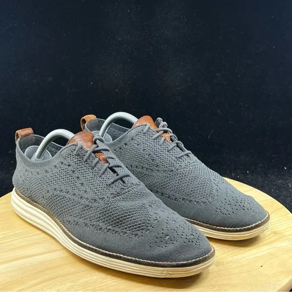 Cole Haan Original Grand Grey Wingtip Oxford Shoes Knit C27961 Mens Size 9