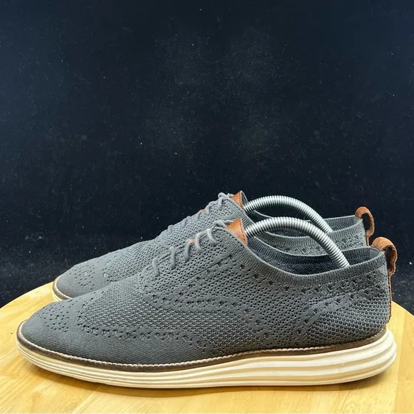 Cole Haan Original Grand Grey Wingtip Oxford Shoes Knit C27961 Mens Size 9