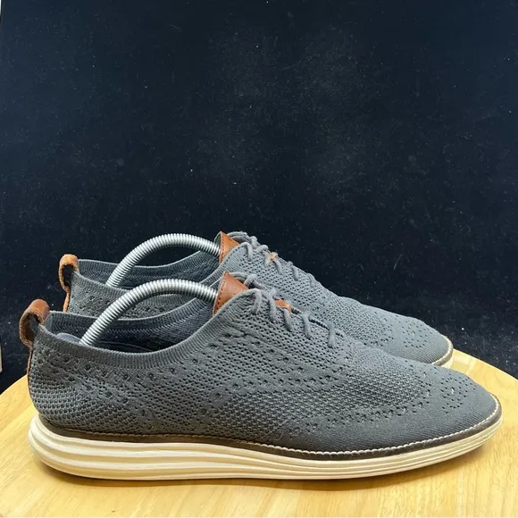 Cole Haan Original Grand Grey Wingtip Oxford Shoes Knit C27961 Mens Size 9