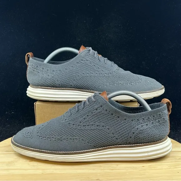 Cole Haan Original Grand Grey Wingtip Oxford Shoes Knit C27961 Mens Size 9