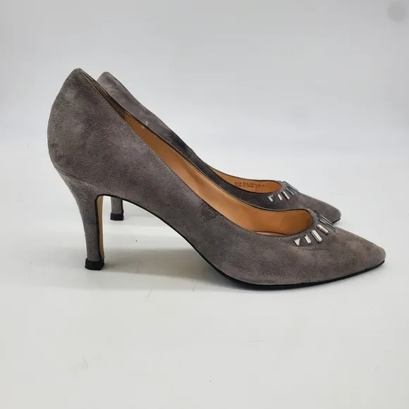 Cole Haan Shoes Womens 8.5B Grand Os Bling Suede Garland Jeweled Point Embell