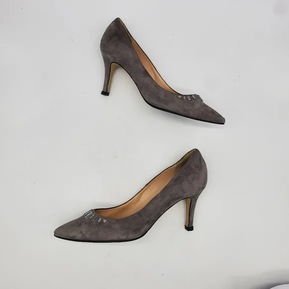 Cole Haan Shoes Womens 8.5B Grand Os Bling Suede Garland Jeweled Point Embell