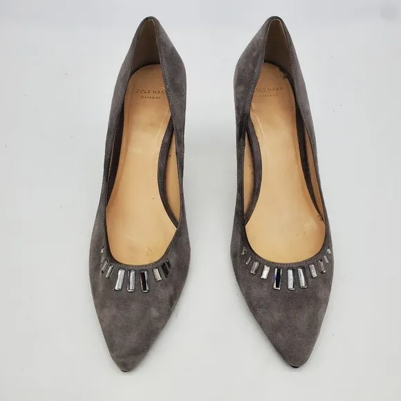 Cole Haan Shoes Womens 8.5B Grand Os Bling Suede Garland Jeweled Point Embell