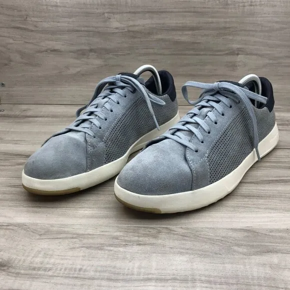 Cole Haan Sneakers Mens 9.5M Grand Pro Tennis Blue Suede Lace Up Shoes