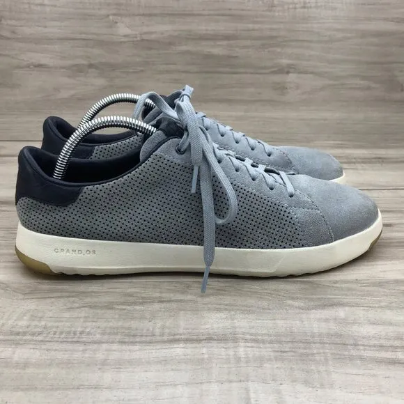 Cole Haan Sneakers Mens 9.5M Grand Pro Tennis Blue Suede Lace Up Shoes