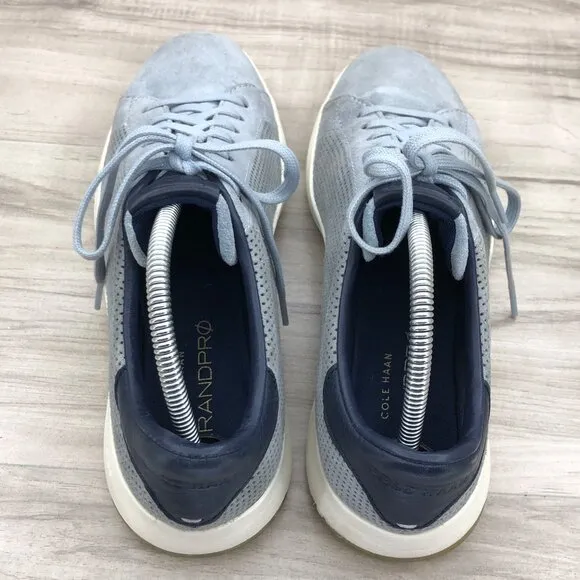 Cole Haan Sneakers Mens 9.5M Grand Pro Tennis Blue Suede Lace Up Shoes