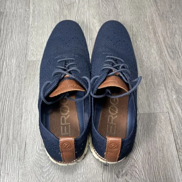 Cole Haan Zerogrand Stitchlite Wingtip Blue Oxford Mens Shoes  Size 10