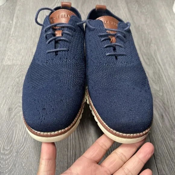 Cole Haan Zerogrand Stitchlite Wingtip Blue Oxford Mens Shoes  Size 10