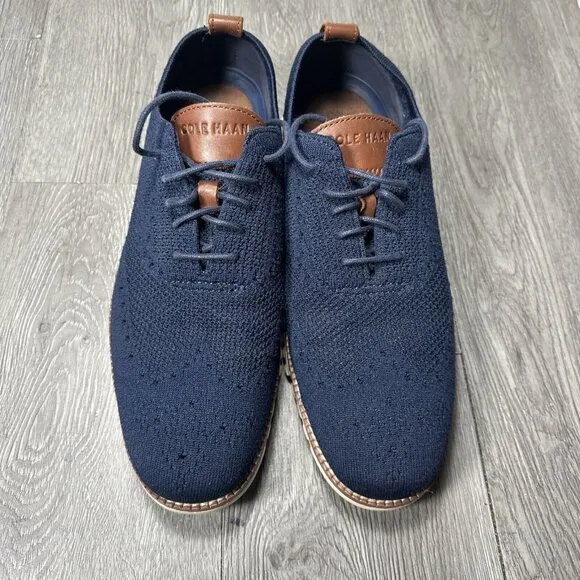 Cole Haan Zerogrand Stitchlite Wingtip Blue Oxford Mens Shoes  Size 10