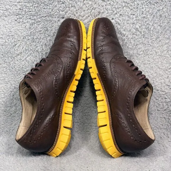 Cole Haan Zerogrand Wingtip Mens Size 9.5 Oxford Shoes Brown Leather