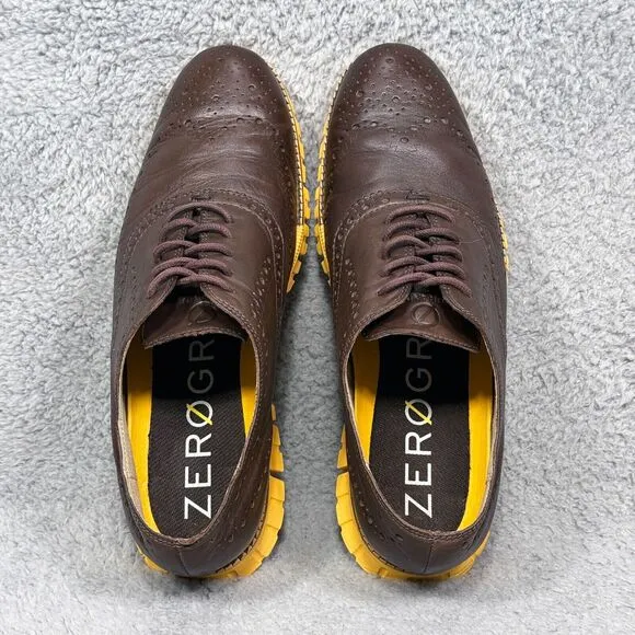 Cole Haan Zerogrand Wingtip Mens Size 9.5 Oxford Shoes Brown Leather
