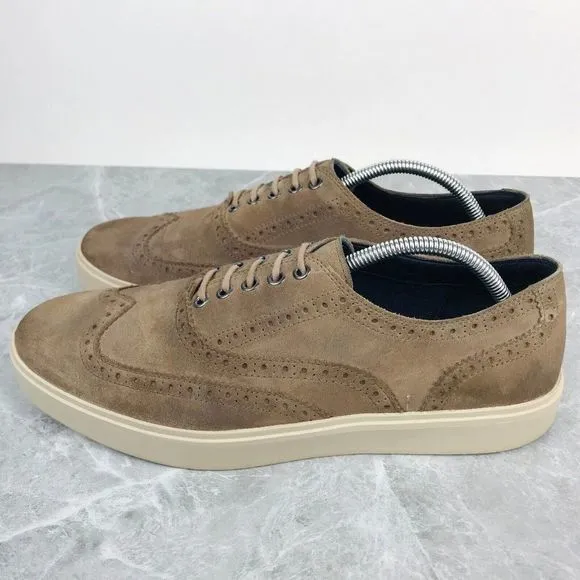 Cole Haan Bergen Wingtip Mens Size 11.5‎ Shoes Tan suede Comfort Sneakers C11257