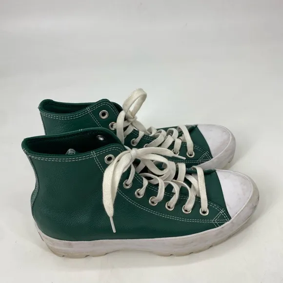 Convers Chuck All Star Green Leather Lugged 2.0 Sz 9