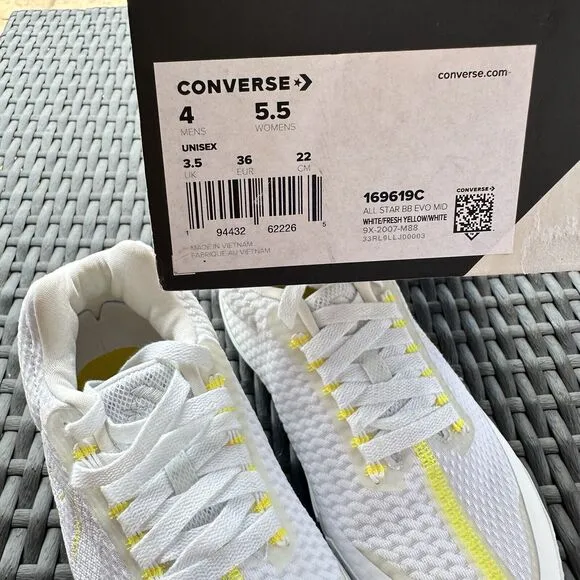 Converse All Star BB Evo Mid Hi-Vis Collection Men's Shoes White 169619C Size 4