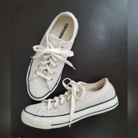 Converse All Star Chuck Taylor Leather Iridescent Crackle Shoes  Womens Size 8