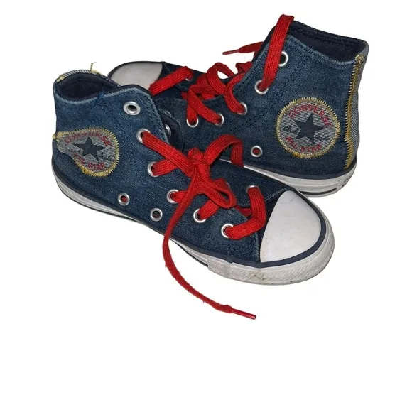 Converse Blue Denim Chuck Taylor All Star Hi Tops Sneakers kids size 11 Jean