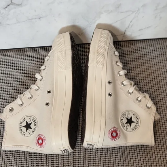 Converse Chuck Taylor All Star Hi Lift Floral Embroidery Women Sneaker Shoes 9