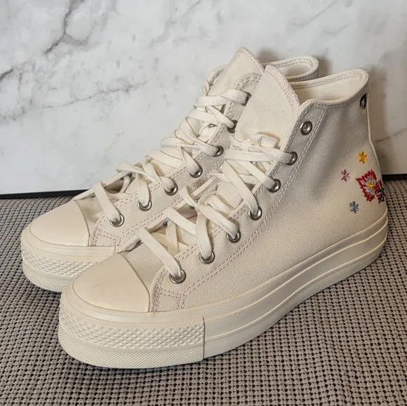 Converse Chuck Taylor All Star Hi Lift Floral Embroidery Women Sneaker Shoes 9