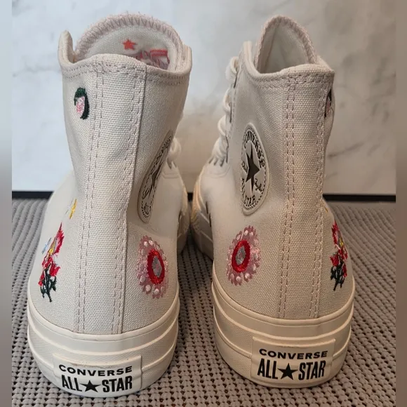 Converse Chuck Taylor All Star Hi Lift Floral Embroidery Women Sneaker Shoes 9