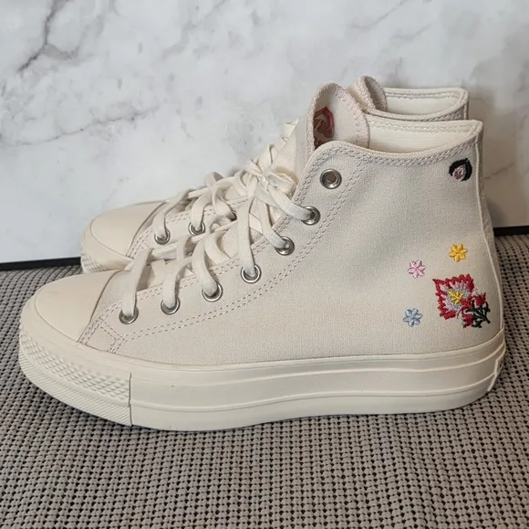 Converse Chuck Taylor All Star Hi Lift Floral Embroidery Women Sneaker Shoes 9