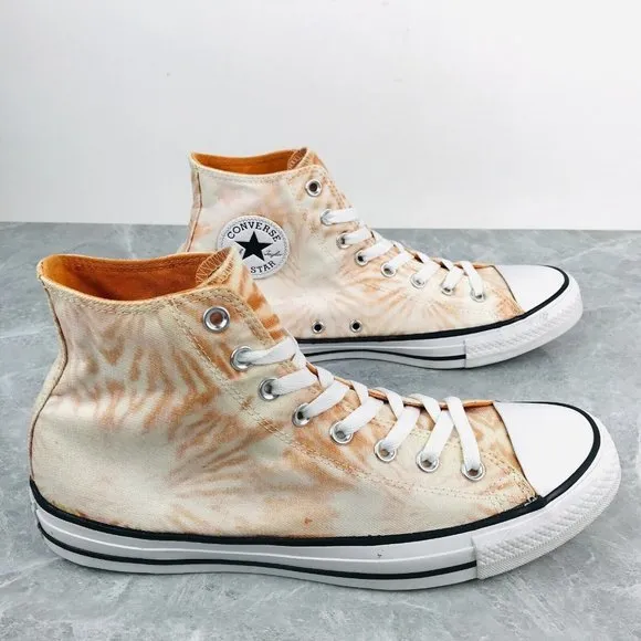 Converse Chuck Taylor All Star Hi Tie Dye Orange White Mens 9.5 Wom's 11.5 Shoes