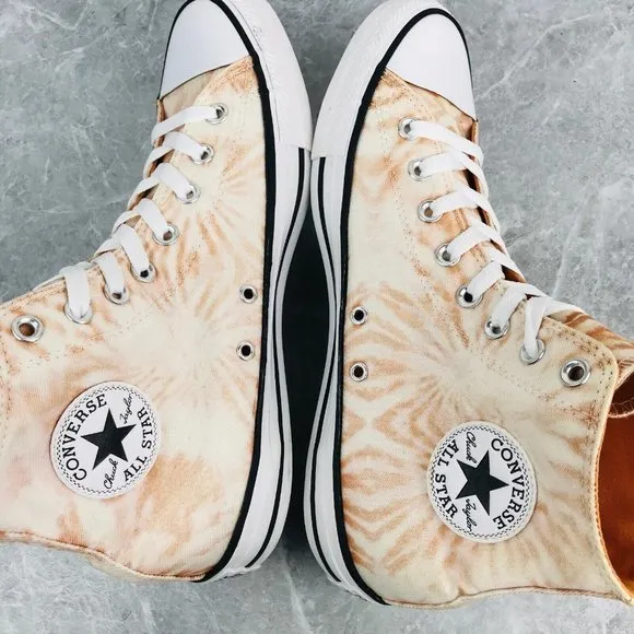 Converse Chuck Taylor All Star Hi Tie Dye Orange White Mens 9.5 Wom's 11.5 Shoes