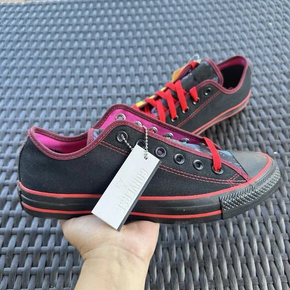 Converse Chuck Taylor All Star Low Black Red Men's Shoes 152621C Size 7.5