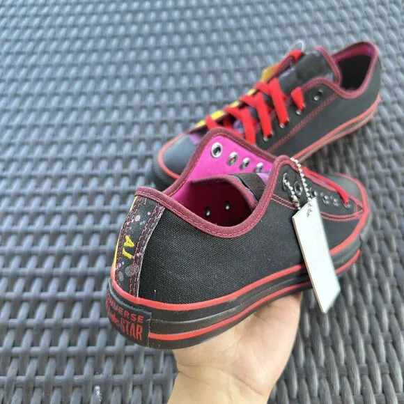 Converse Chuck Taylor All Star Low Black Red Men's Shoes 152621C Size 7.5