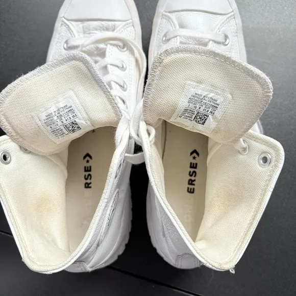 Converse Chuck Taylor All Star Lugged white Leather Shoes platform chunky 10