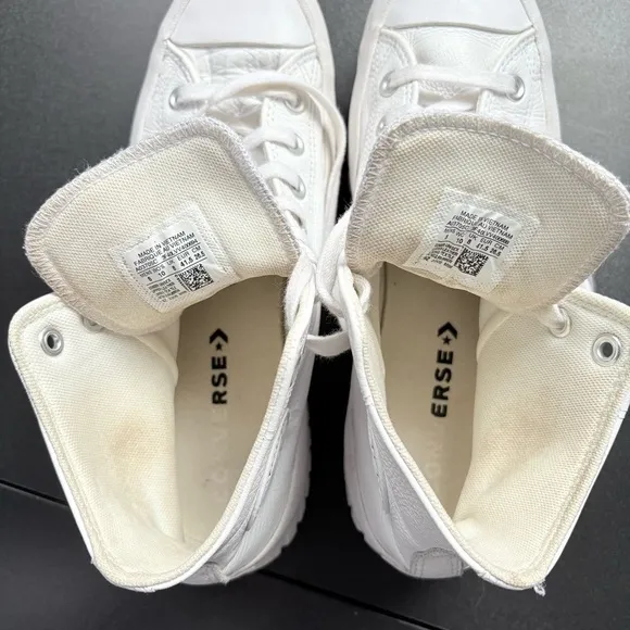 Converse Chuck Taylor All Star Lugged white Leather Shoes platform chunky 10