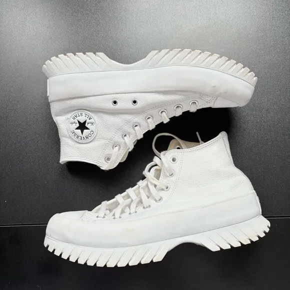Converse Chuck Taylor All Star Lugged white Leather Shoes platform chunky 10