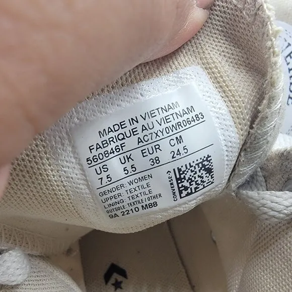 Converse Chuck Taylor All Star Platform High Womens 7.5 White Sneaker Shoes