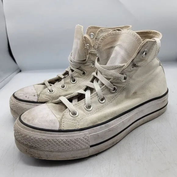 Converse Chuck Taylor All Star Platform High Womens 7.5 White Sneaker Shoes
