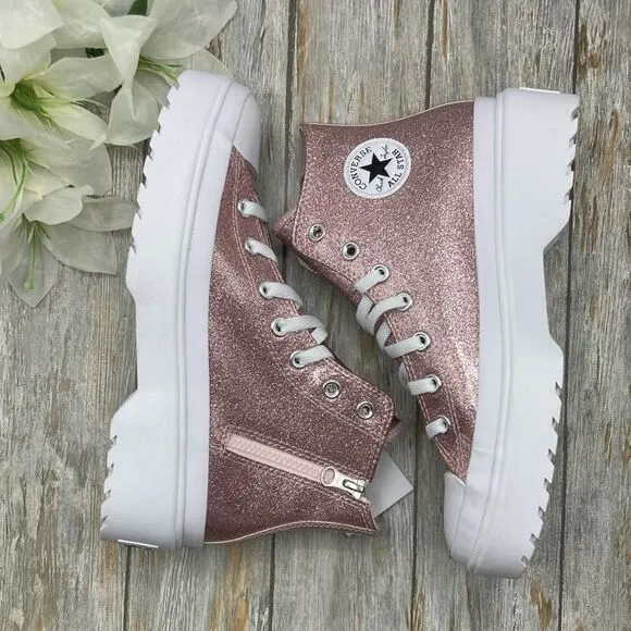 Converse Chuck Taylor All Star Lugged Glitter Hightop Sneaker Shoes Size 8