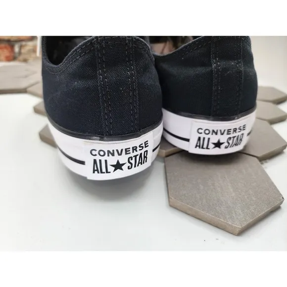 Converse CTAS High Street OX All Black White Gold Eyelets Men's Sz 11.5 Shoes