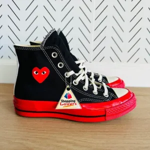 ❤️Converse Men Shoes Sz 11 Comme Des Garçons Play Chuck 70 Hi Black Red A01793C